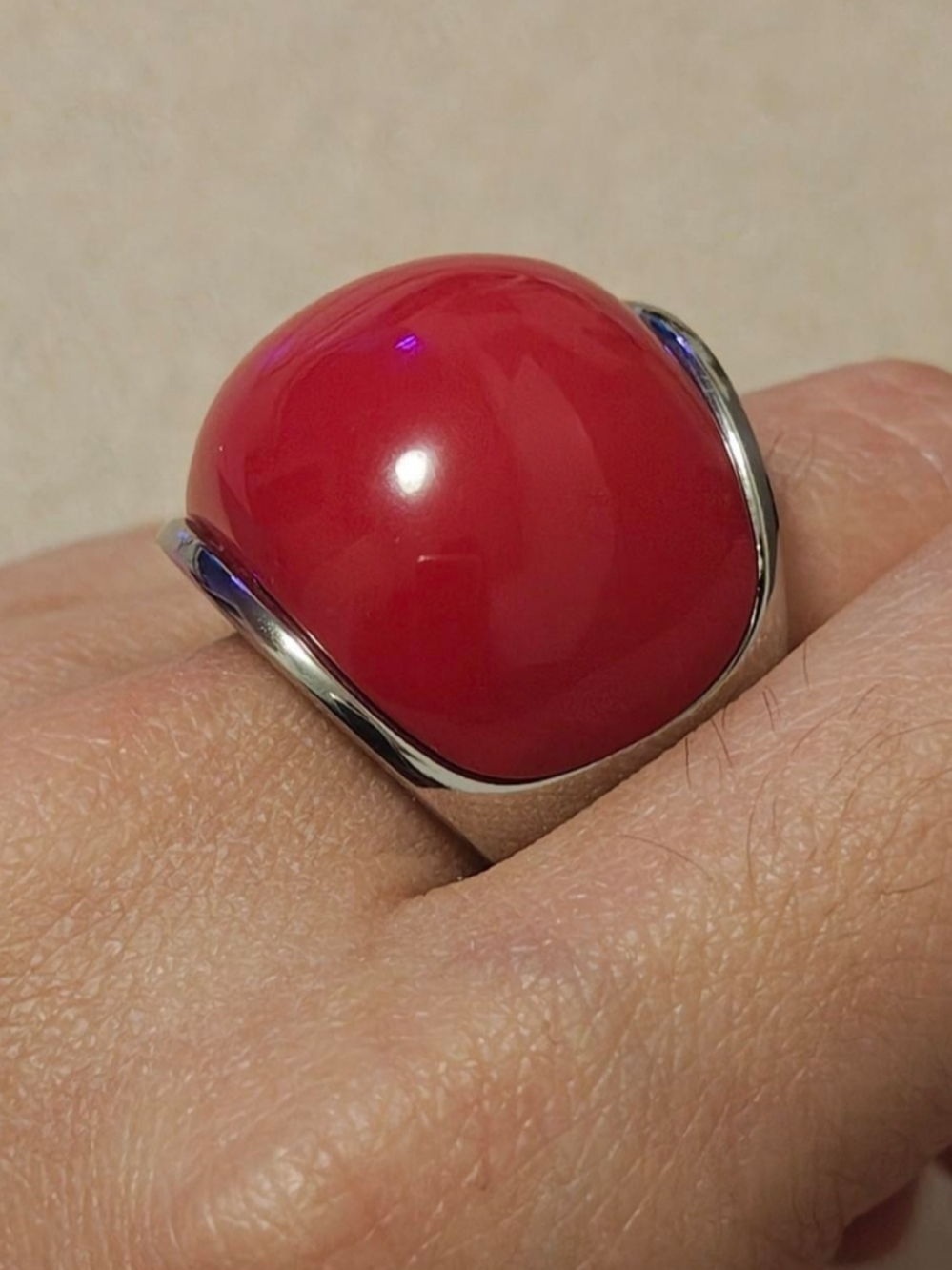 Bold Red Dome/Bubble Ring - Statement Women's Fashion Jewelry